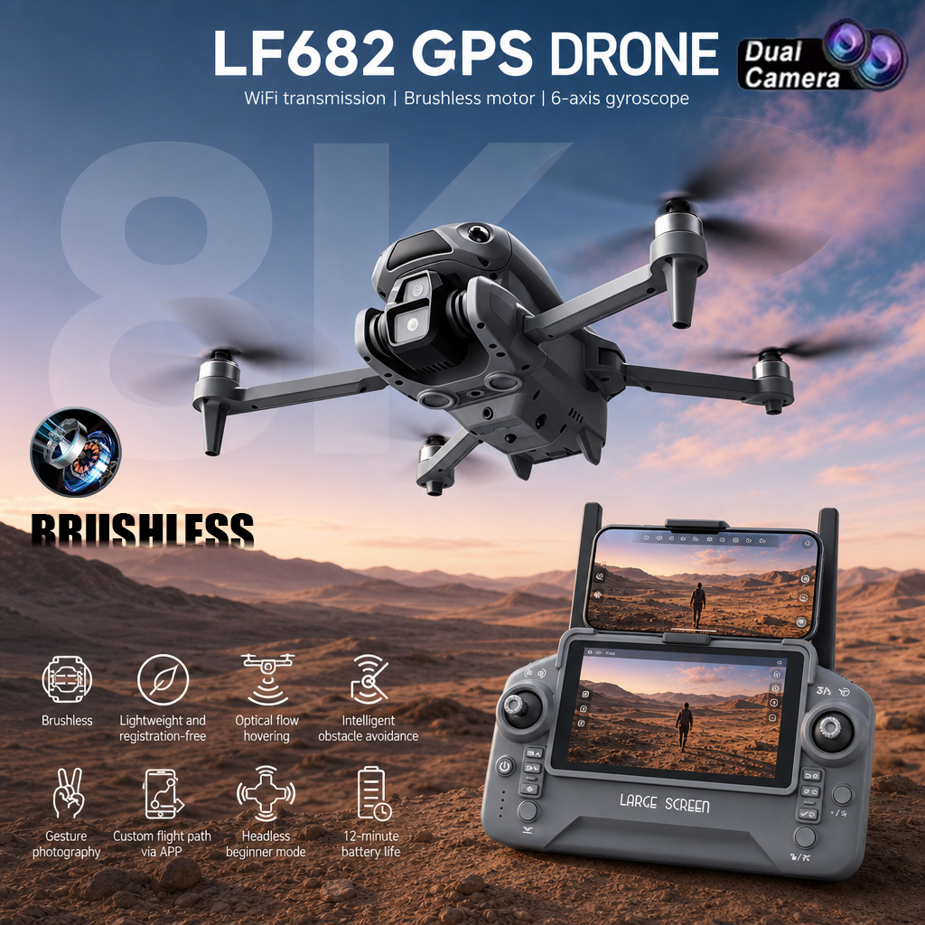 Drone Rc Foldable - โดรนรุ่นใหม่ LF682 กล้องคู่ 8K FPV ระดับมืออาชีพ